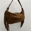 borsa mezzaluna con frange west